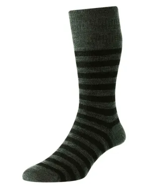 HJ Hall Mens Classic Stripe Wool Softop Socks HJ Accessories