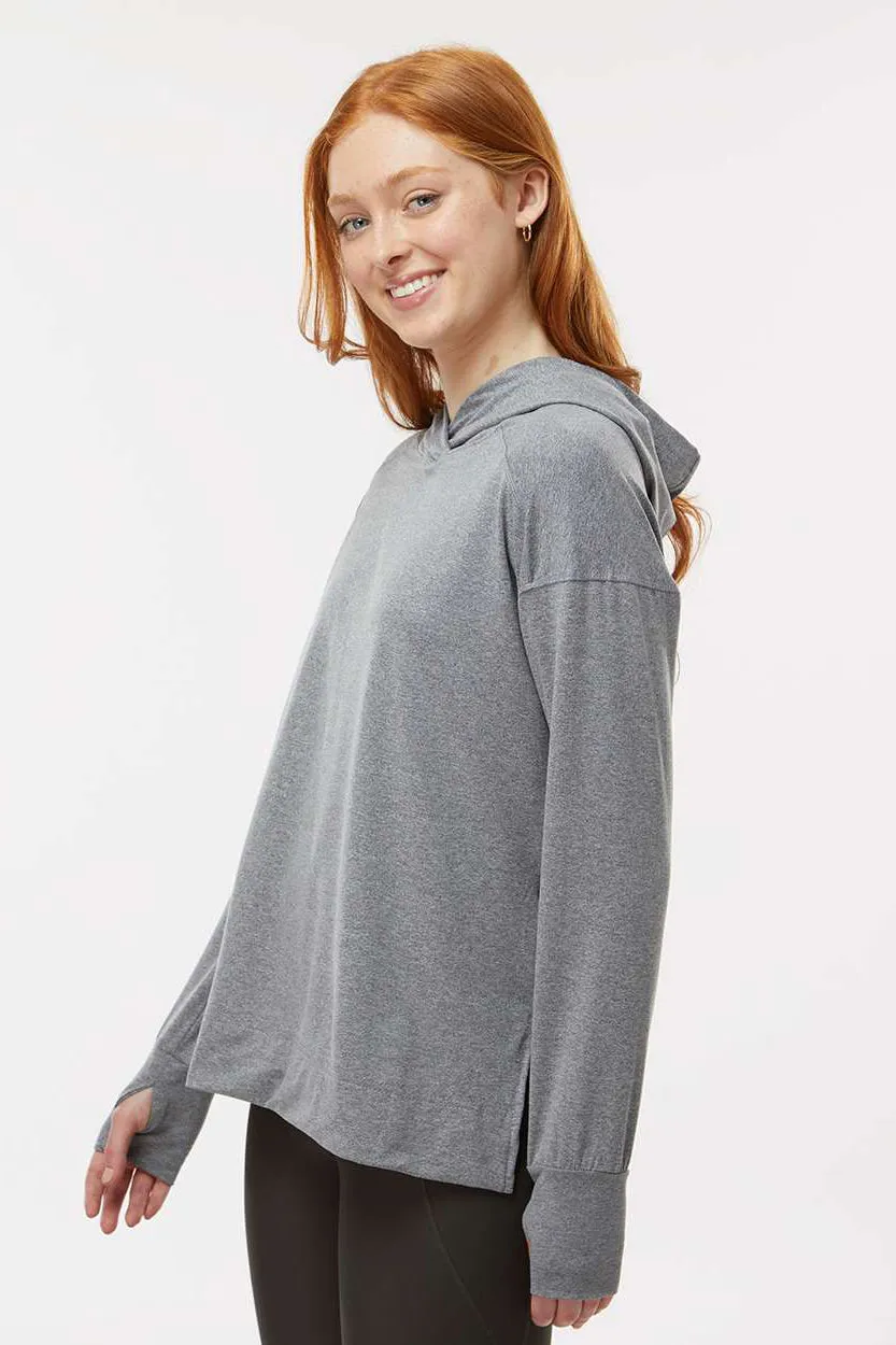 Holloway Womens Eco Revive Ventura Moisture Wicking Hooded Sweatshirt Hoodie w/ Pockets - Heather Grey