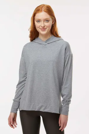 Holloway Womens Eco Revive Ventura Moisture Wicking Hooded Sweatshirt Hoodie w/ Pockets - Heather Grey