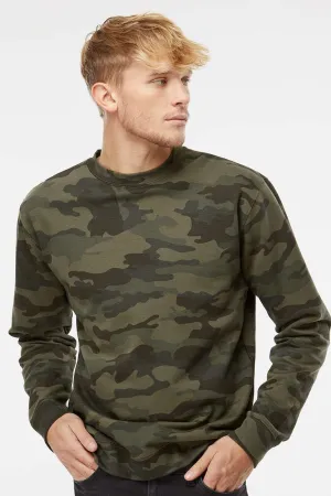 Independent Trading Company Mens Crewneck Sweatshirt - Forest Green Camo