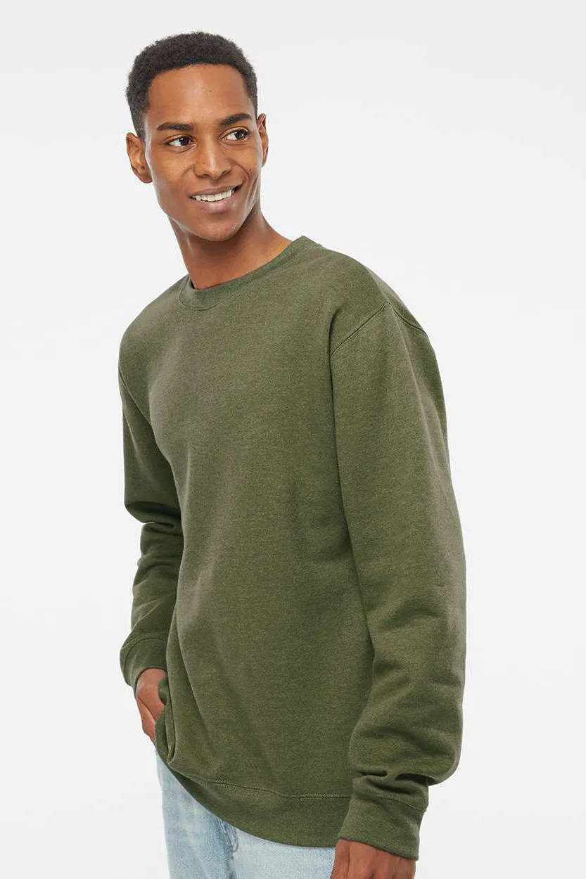 Independent Trading Company Mens Crewneck Sweatshirt - Heather Army Green