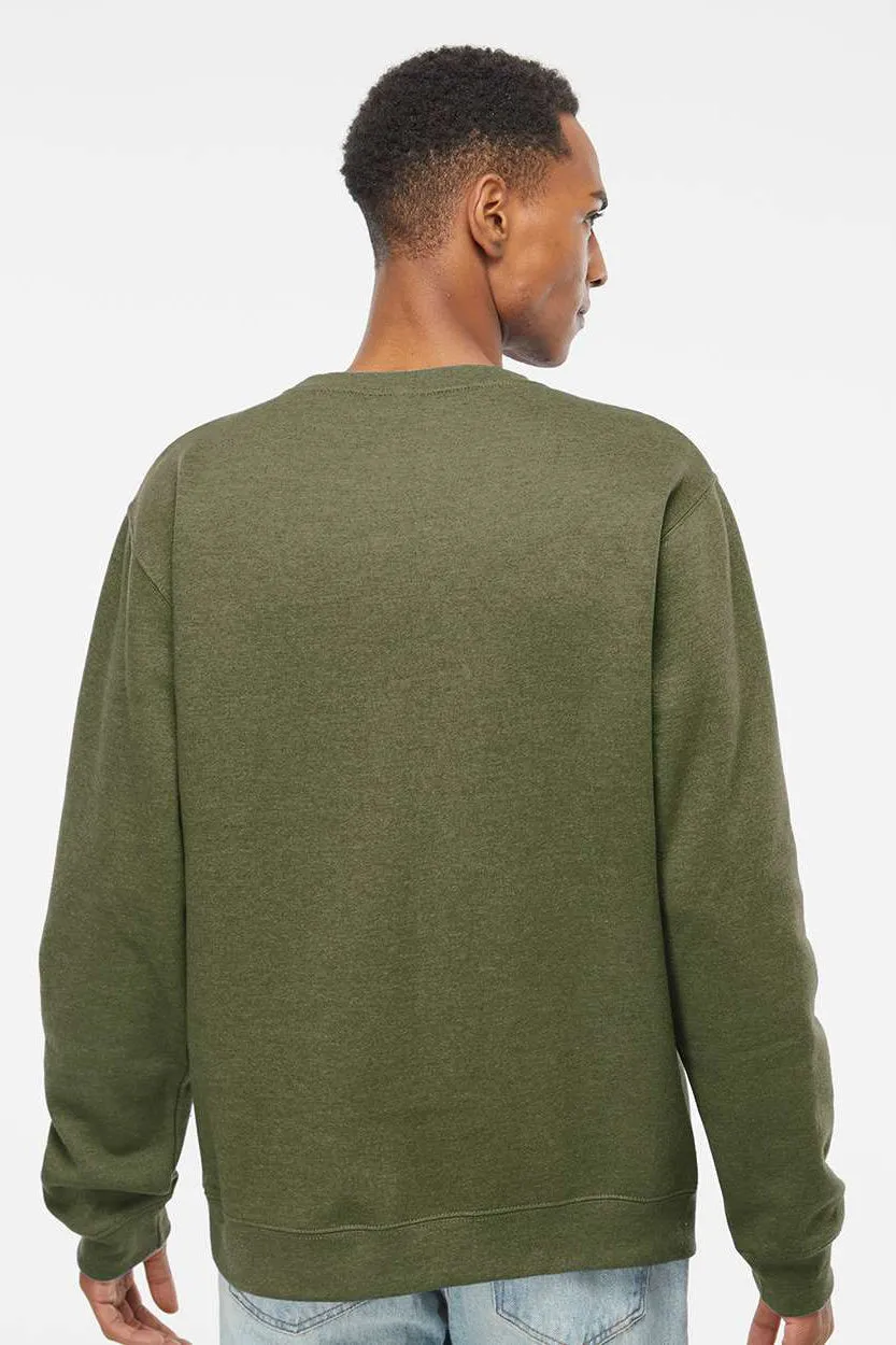 Independent Trading Company Mens Crewneck Sweatshirt - Heather Army Green