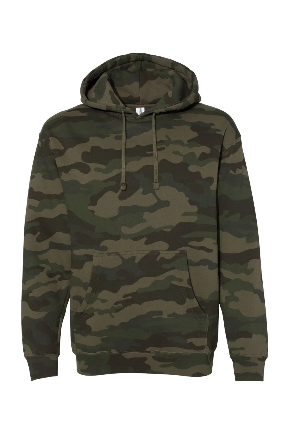 Independent Trading Company Mens Hooded Sweatshirt Hoodie w/ Pouch Pocket - Forest Green Camo