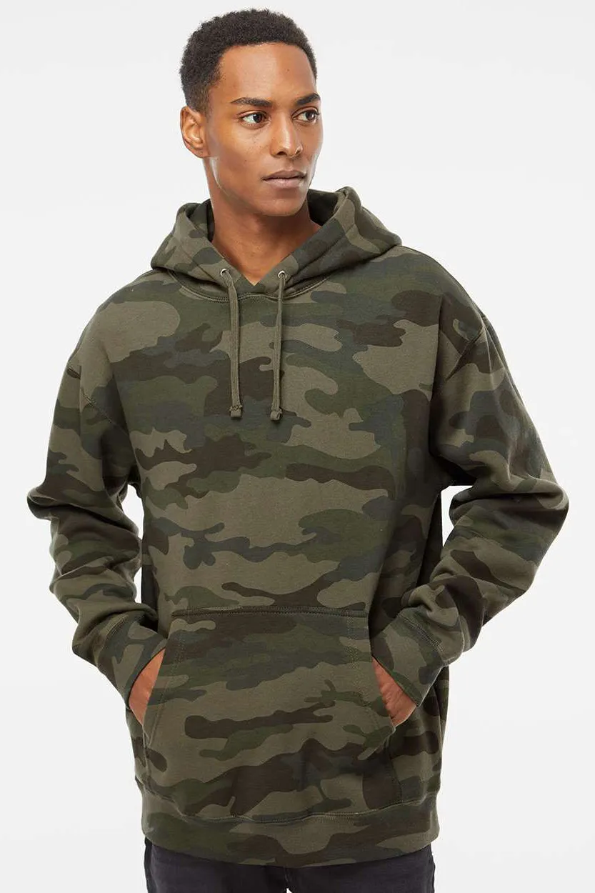 Independent Trading Company Mens Hooded Sweatshirt Hoodie w/ Pouch Pocket - Forest Green Camo