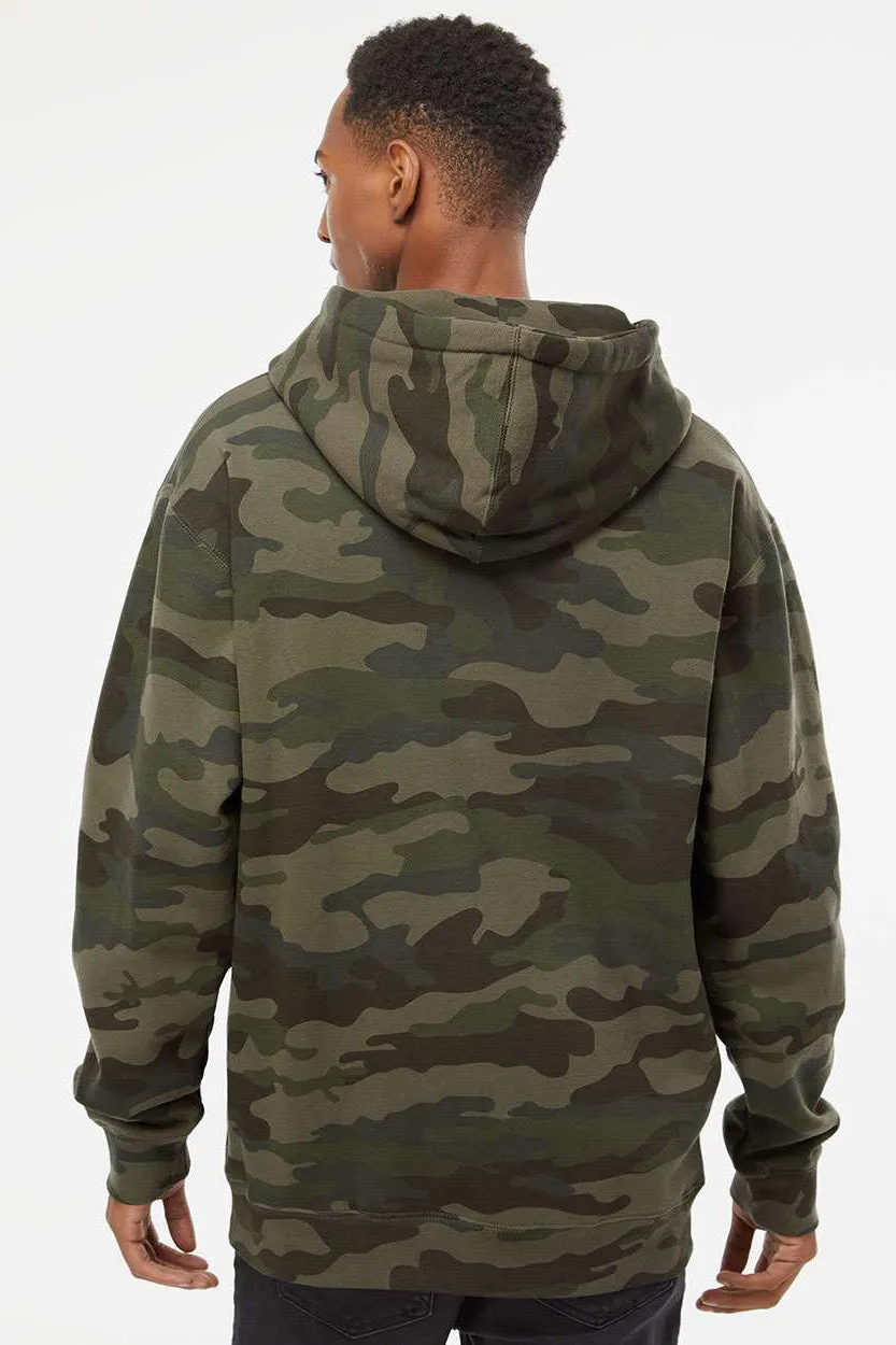 Independent Trading Company Mens Hooded Sweatshirt Hoodie w/ Pouch Pocket - Forest Green Camo
