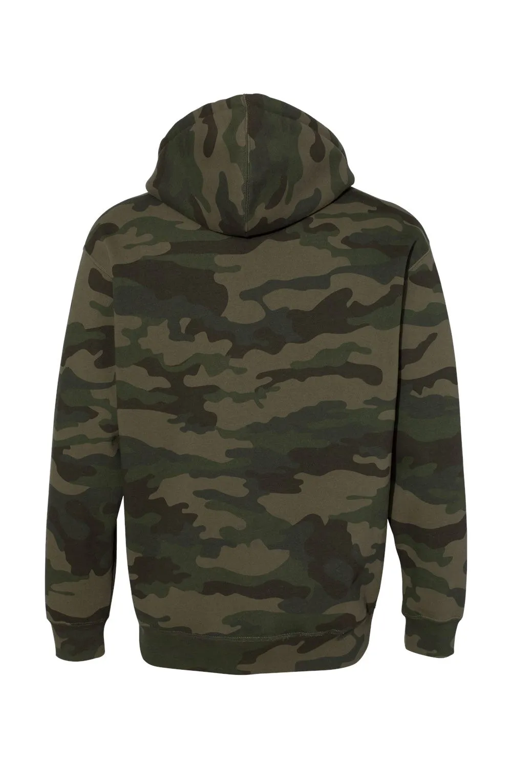 Independent Trading Company Mens Hooded Sweatshirt Hoodie w/ Pouch Pocket - Forest Green Camo