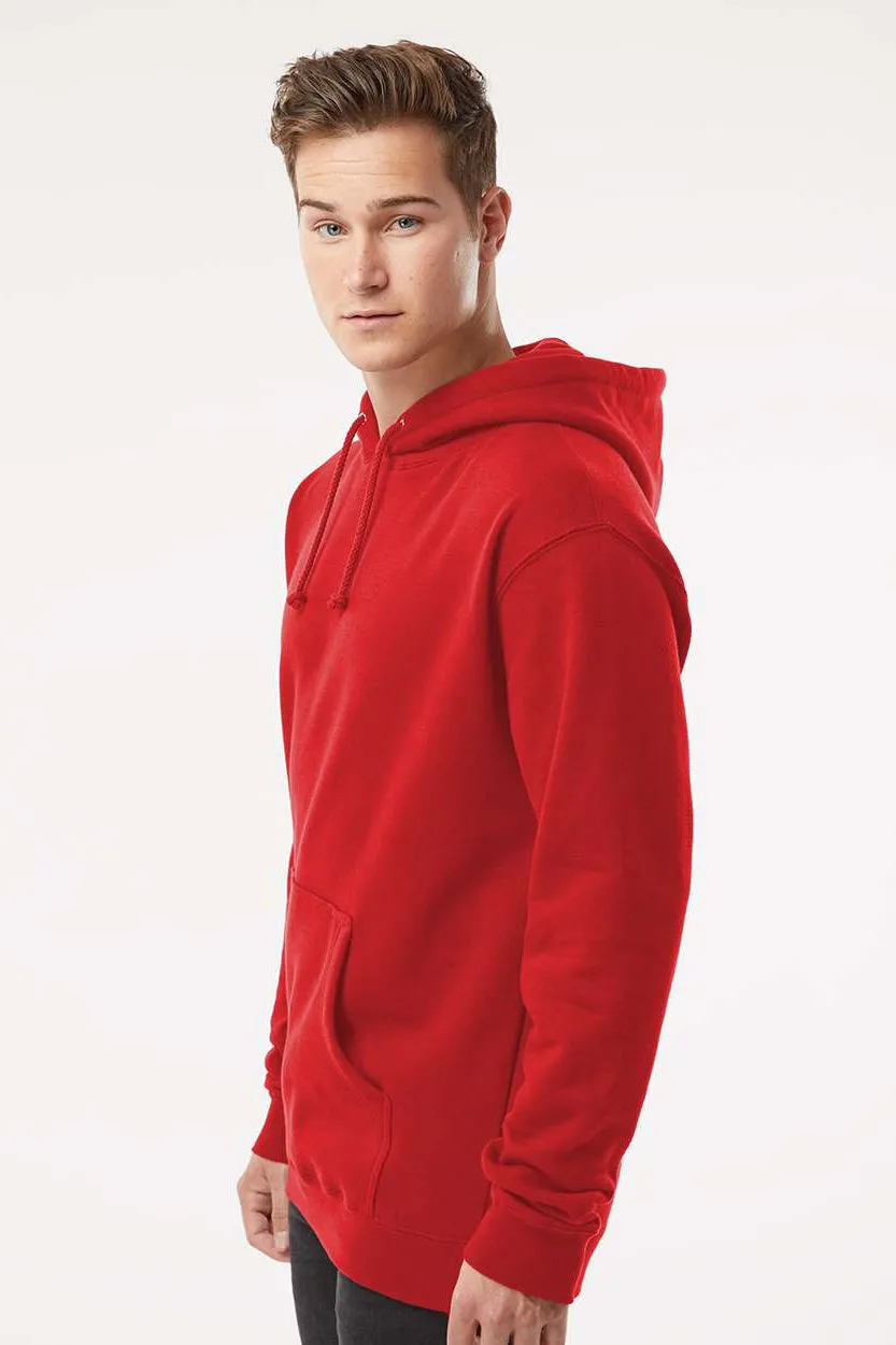 Independent Trading Company Mens Hooded Sweatshirt Hoodie w/ Pouch Pocket - Red