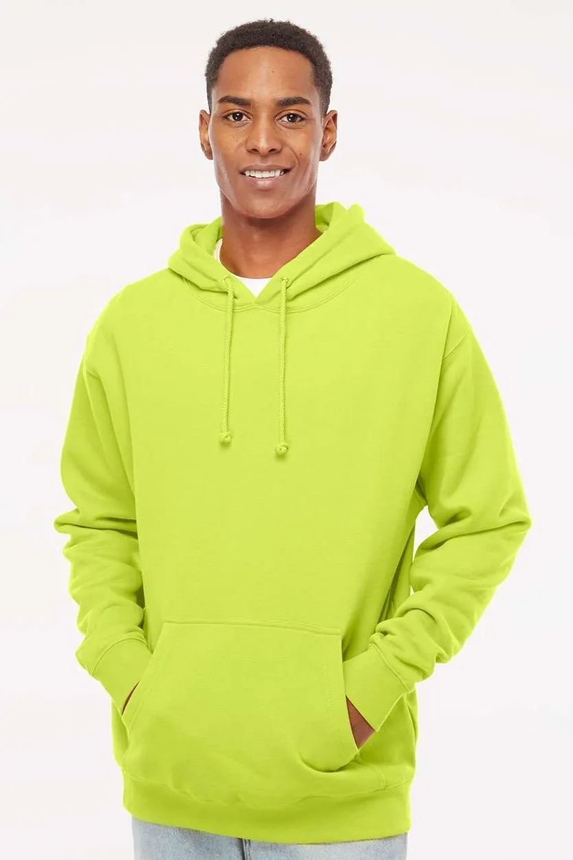 Independent Trading Company Mens Hooded Sweatshirt Hoodie w/ Pouch Pocket - Safety Yellow