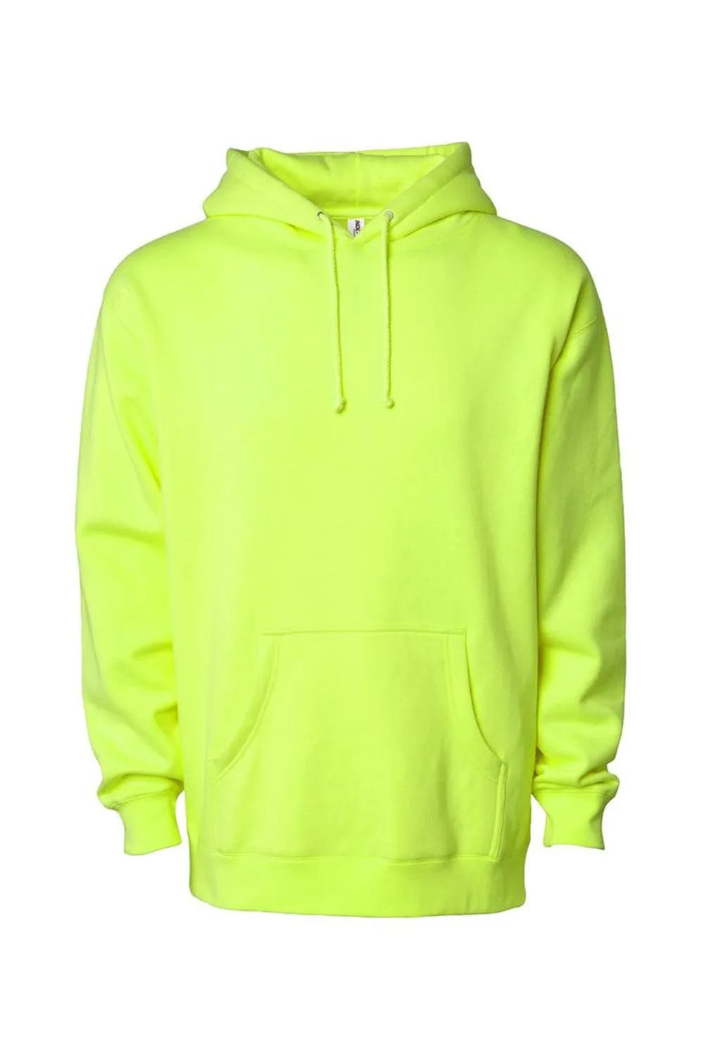 Independent Trading Company Mens Hooded Sweatshirt Hoodie w/ Pouch Pocket - Safety Yellow