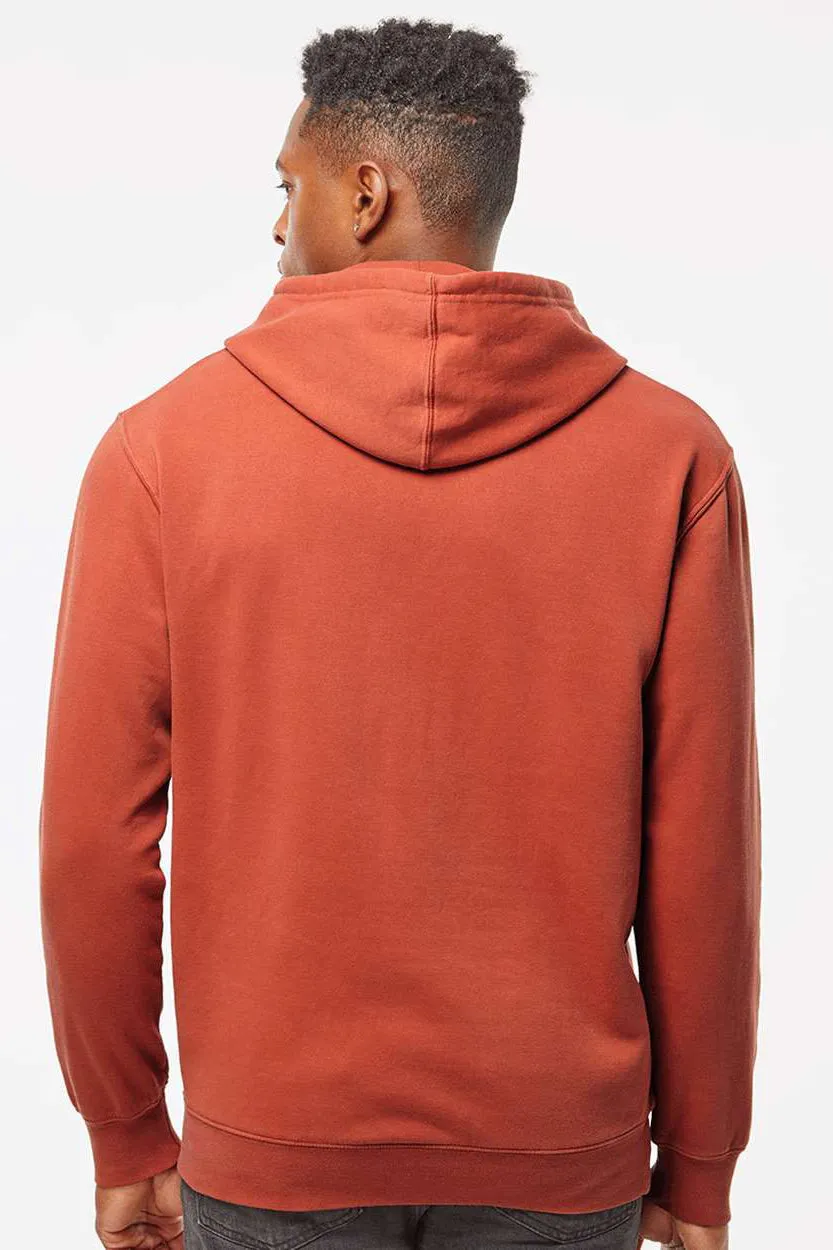 Independent Trading Company Mens Pigment Dyed Hooded Sweatshirt Hoodie w/ Pouch Pocket - Amber