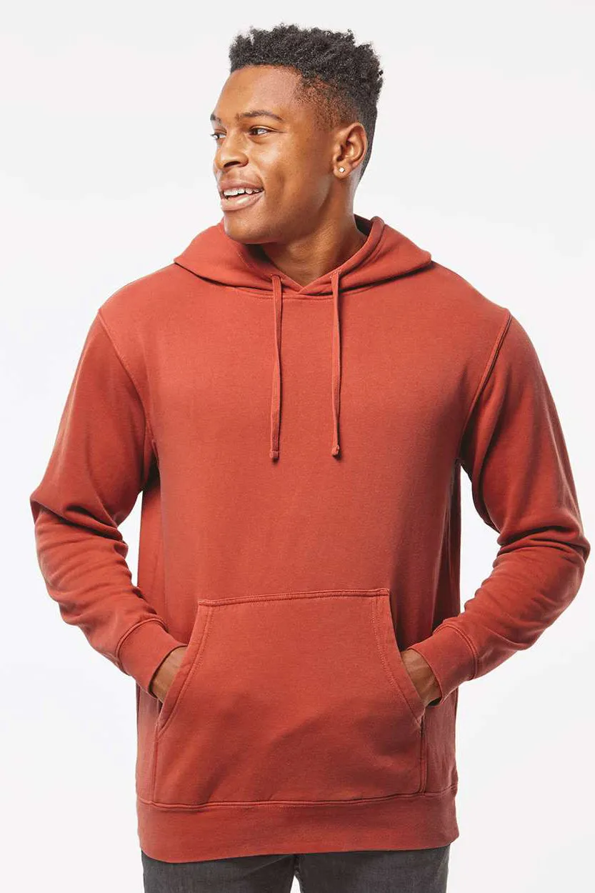 Independent Trading Company Mens Pigment Dyed Hooded Sweatshirt Hoodie w/ Pouch Pocket - Amber