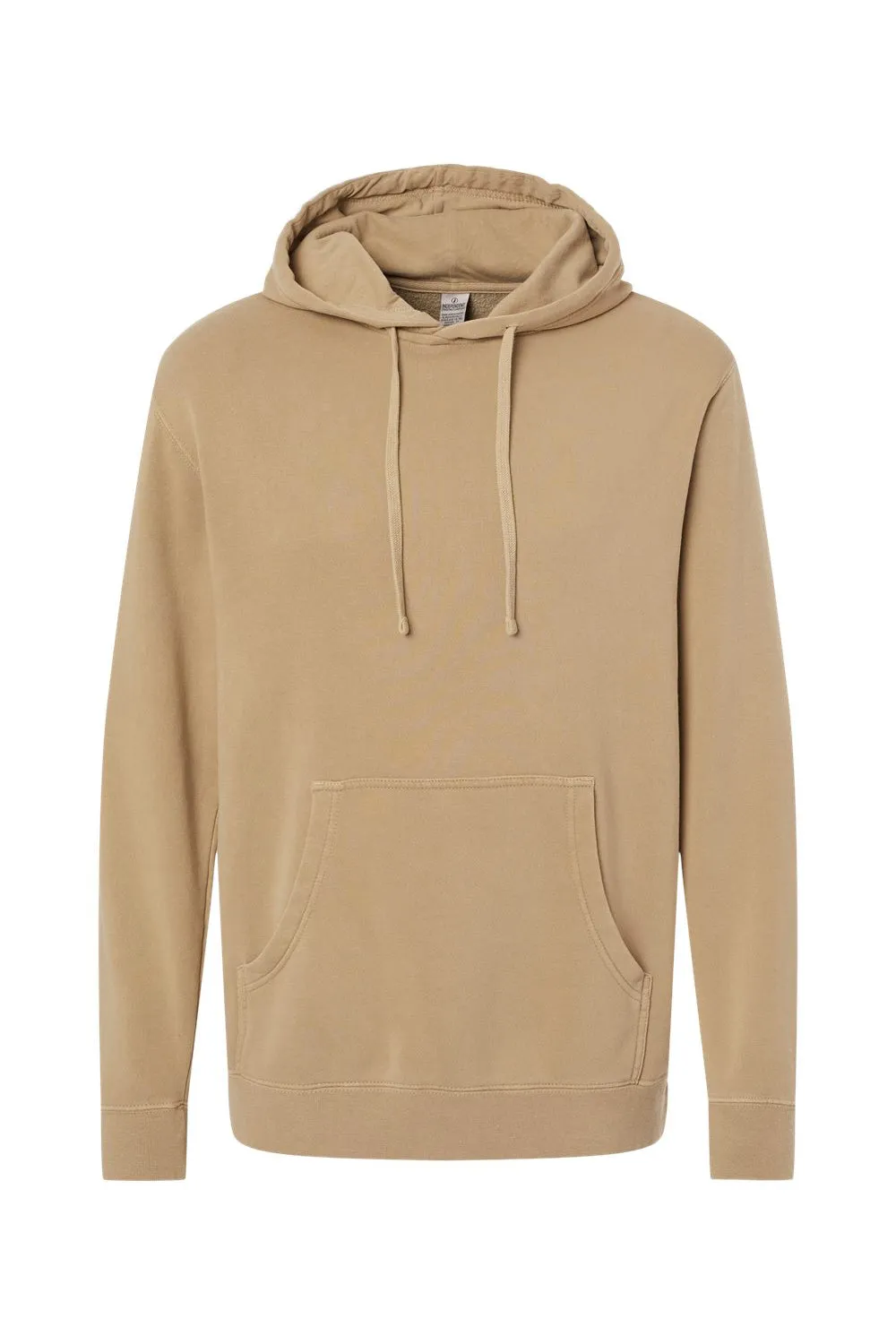 Independent Trading Company Mens Pigment Dyed Hooded Sweatshirt Hoodie w/ Pouch Pocket - Sandstone Brown