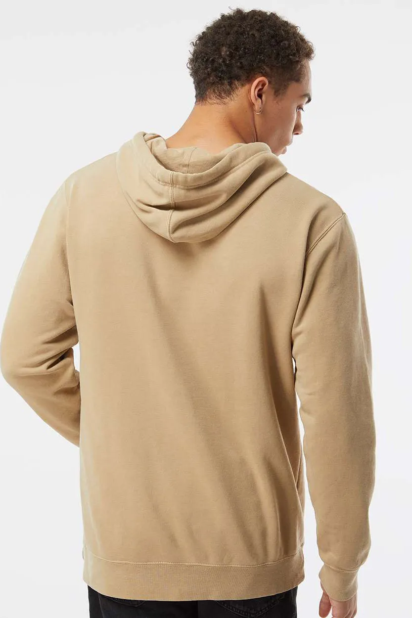 Independent Trading Company Mens Pigment Dyed Hooded Sweatshirt Hoodie w/ Pouch Pocket - Sandstone Brown
