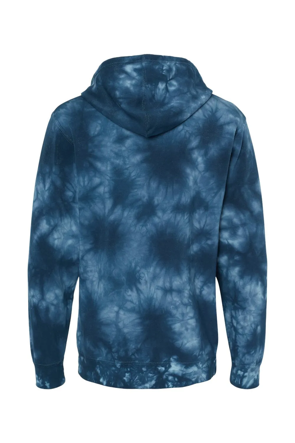 Independent Trading Company Mens Tie-Dye Hooded Sweatshirt Hoodie w/ Pouch Pocket - Navy Blue