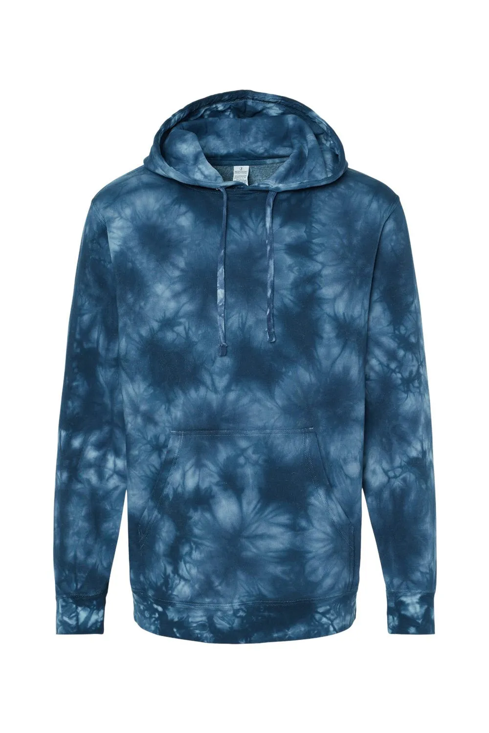 Independent Trading Company Mens Tie-Dye Hooded Sweatshirt Hoodie w/ Pouch Pocket - Navy Blue