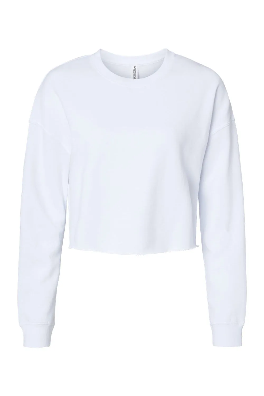 Independent Trading Company Womens Crop Crewneck Sweatshirt - White