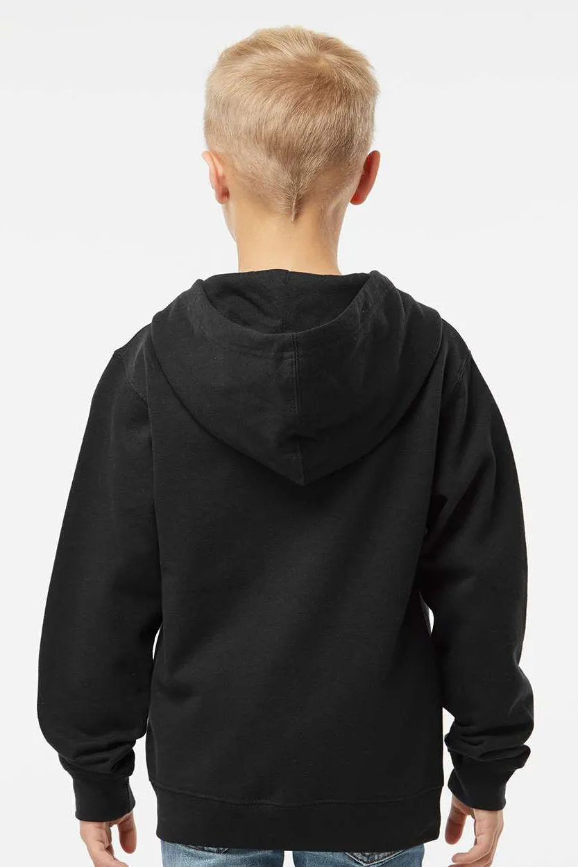Independent Trading Company Youth Full Zip Hooded Sweatshirt Hoodie w/ Pockets - Black