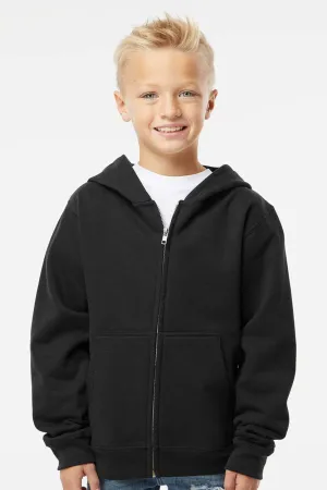 Independent Trading Company Youth Full Zip Hooded Sweatshirt Hoodie w/ Pockets - Black