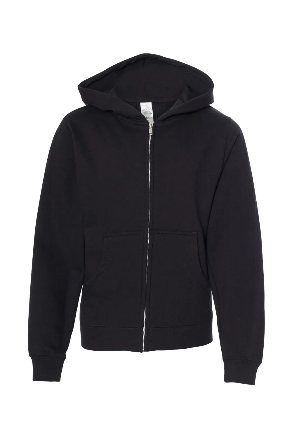 Independent Trading Company Youth Full Zip Hooded Sweatshirt Hoodie w/ Pockets - Black