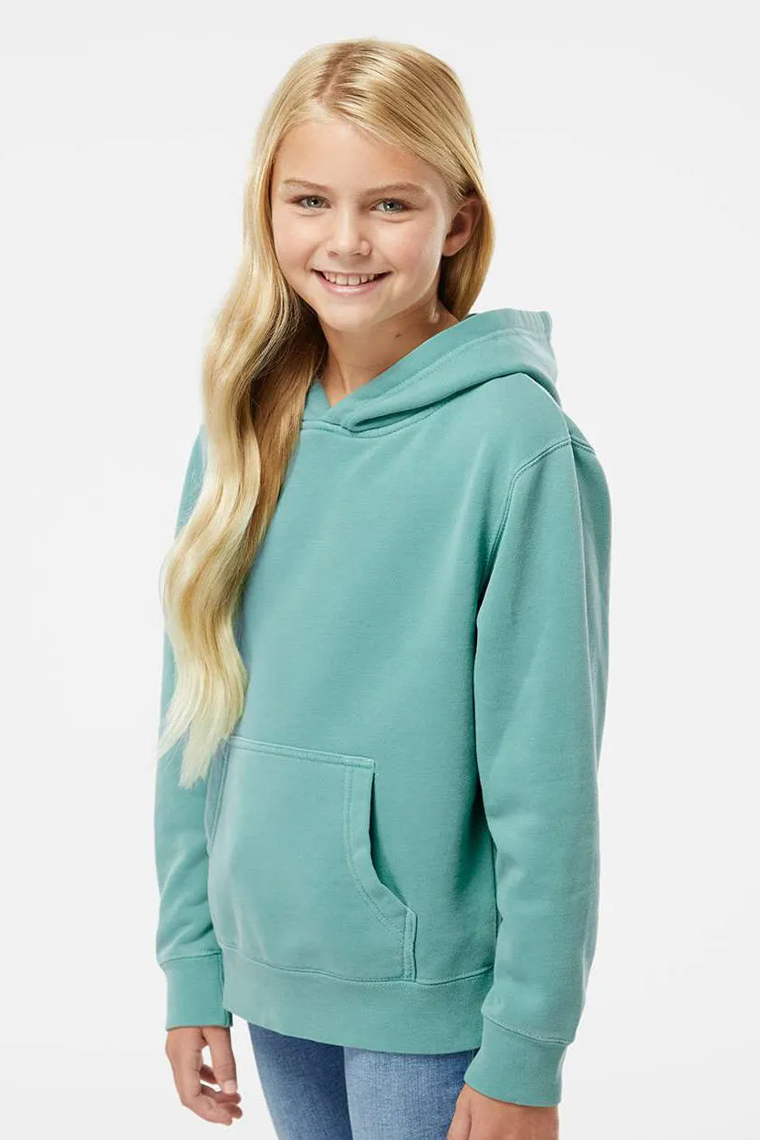 Independent Trading Company Youth Pigment Dyed Hooded Sweatshirt Hoodie w/ Pouch Pocket - Mint Green