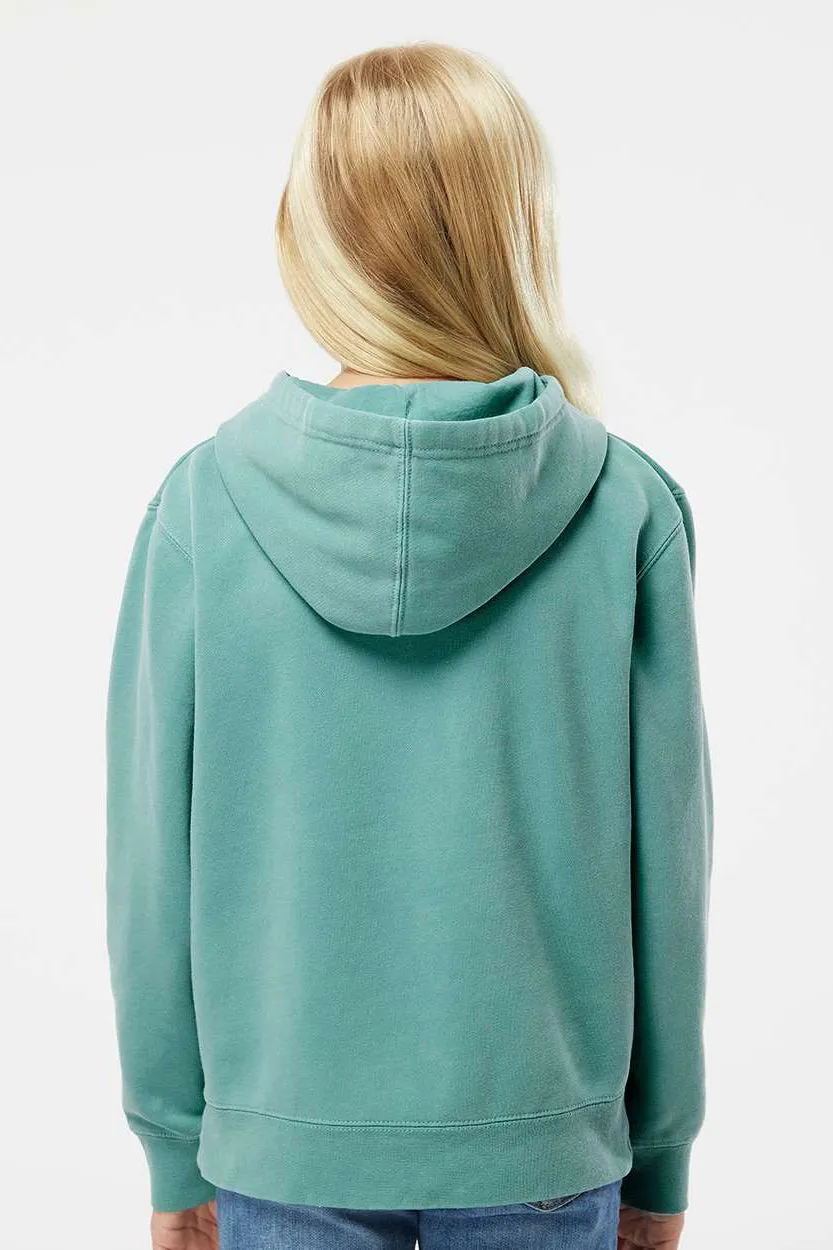 Independent Trading Company Youth Pigment Dyed Hooded Sweatshirt Hoodie w/ Pouch Pocket - Mint Green