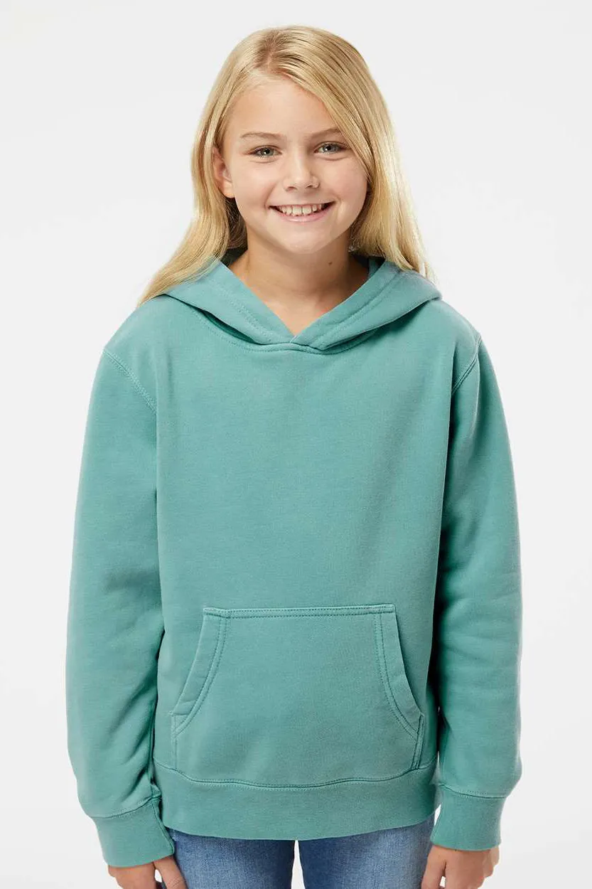 Independent Trading Company Youth Pigment Dyed Hooded Sweatshirt Hoodie w/ Pouch Pocket - Mint Green