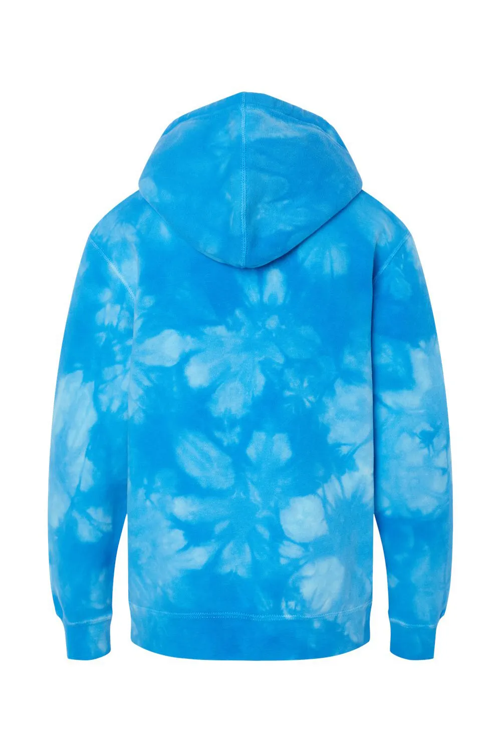 Independent Trading Company Youth Tie-Dye Hooded Sweatshirt Hoodie w/ Pouch Pocket - Aqua Blue