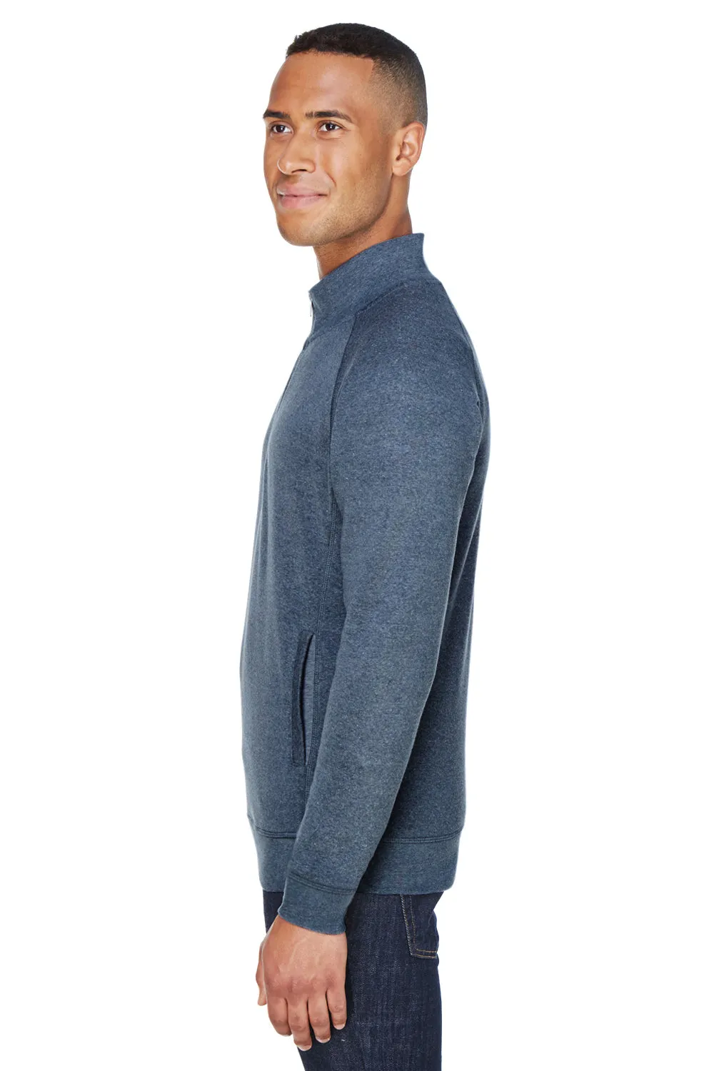 J America Mens Fleece 1/4 Zip Sweatshirt w/ Pockets - Navy Blue