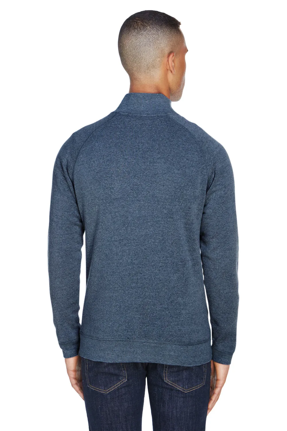 J America Mens Fleece 1/4 Zip Sweatshirt w/ Pockets - Navy Blue
