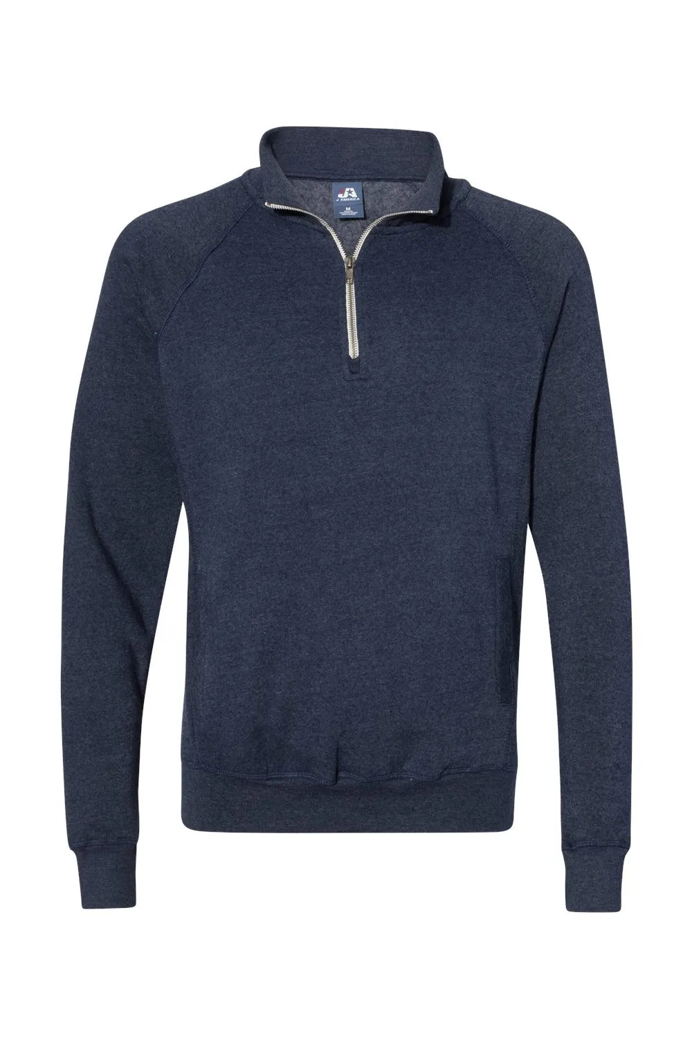 J America Mens Fleece 1/4 Zip Sweatshirt w/ Pockets - Navy Blue