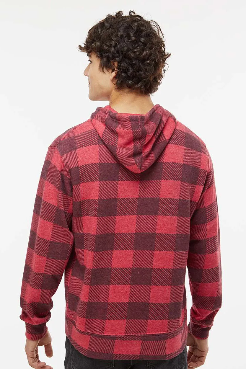 J America Mens Fleece Hooded Sweatshirt Hoodie w/ Pouch Pocket - Red Buffalo