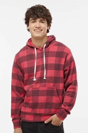 J America Mens Fleece Hooded Sweatshirt Hoodie w/ Pouch Pocket - Red Buffalo