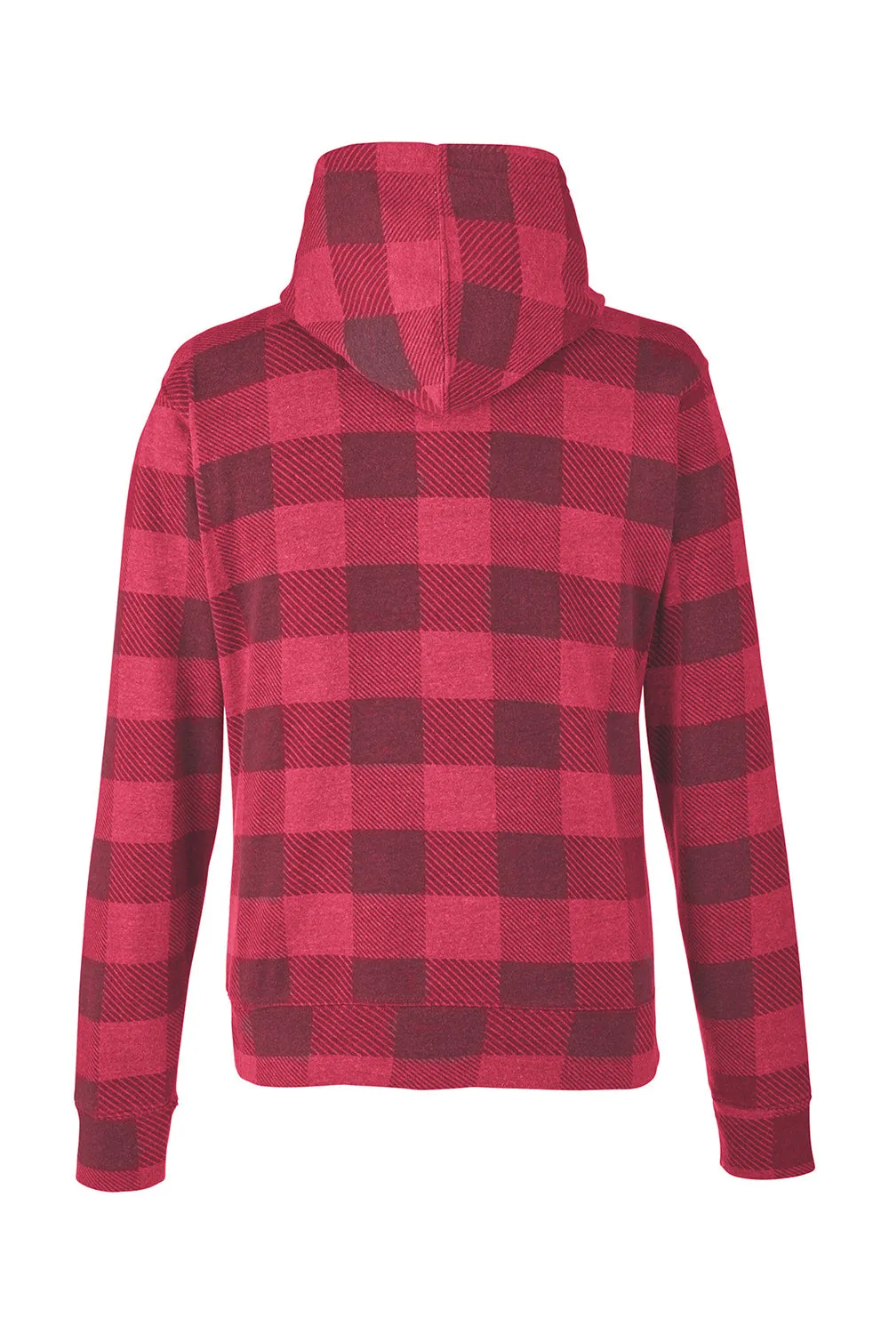 J America Mens Fleece Hooded Sweatshirt Hoodie w/ Pouch Pocket - Red Buffalo