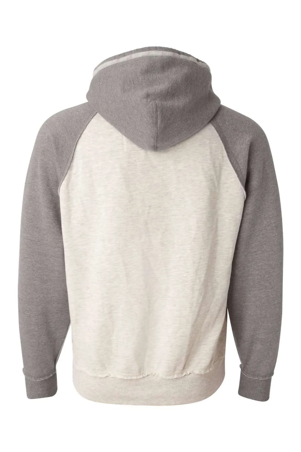 J America Mens Vintage Heather Hooded Sweatshirt Hoodie w/ Pouch Pocket - Oatmeal/Smoke Grey