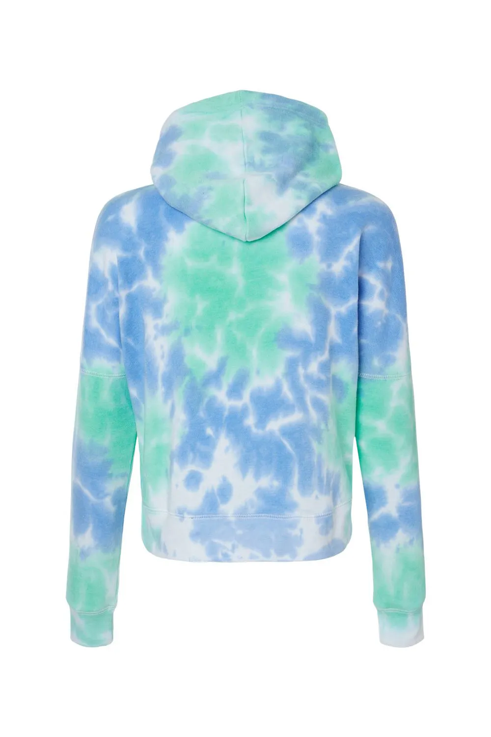 J America Womens Cropped Hooded Sweatshirt Hoodie - Lagoon Tie Dye