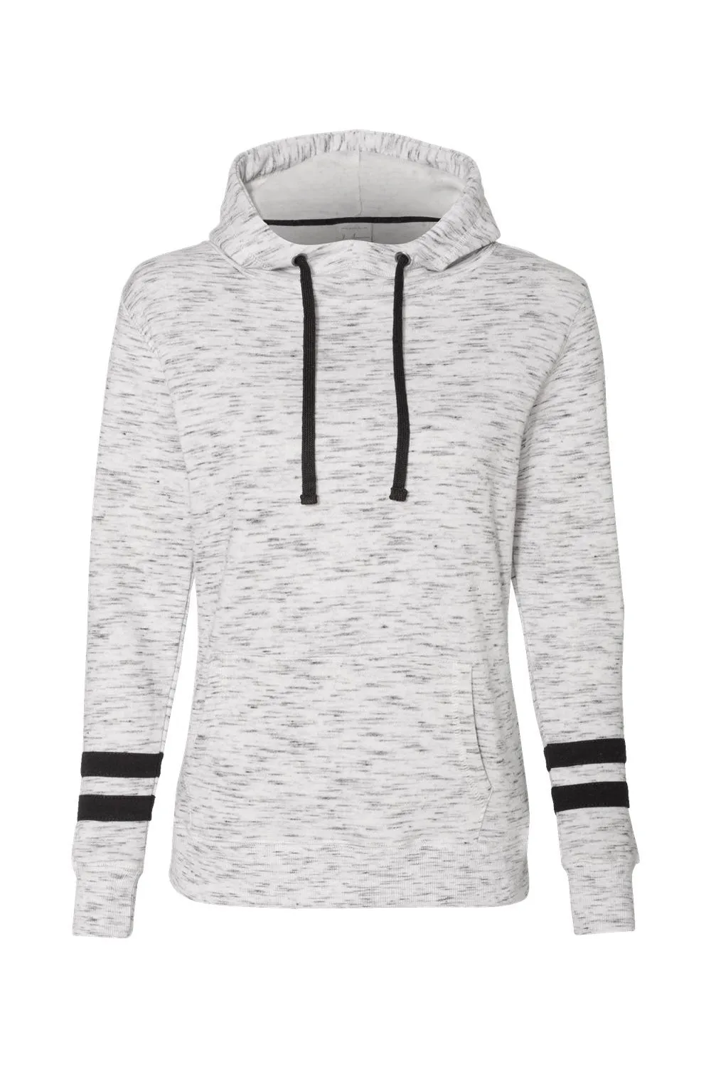J America Womens Fleece Hooded Sweatshirt Hoodie w/ Pouch Pocket - White/Black