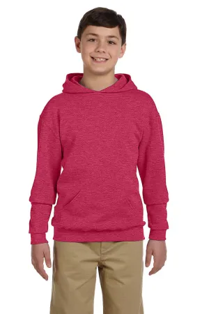 Jerzees Youth NuBlend Pill Resistant Fleece Hooded Sweatshirt Hoodie w/ Pouch Pocket - Vintage Heather Red