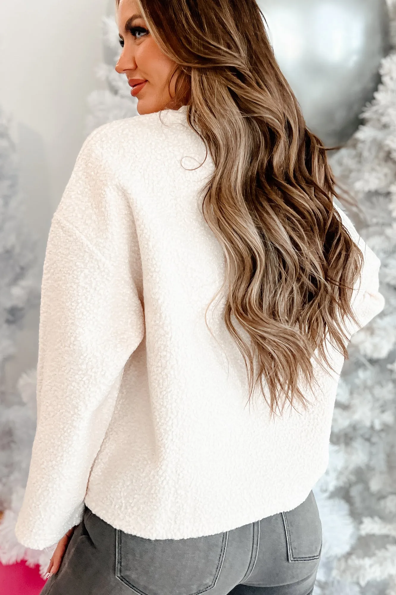 Just You For Christmas "Santa Baby" Sherpa Sweatshirt (Ivory/Orange)