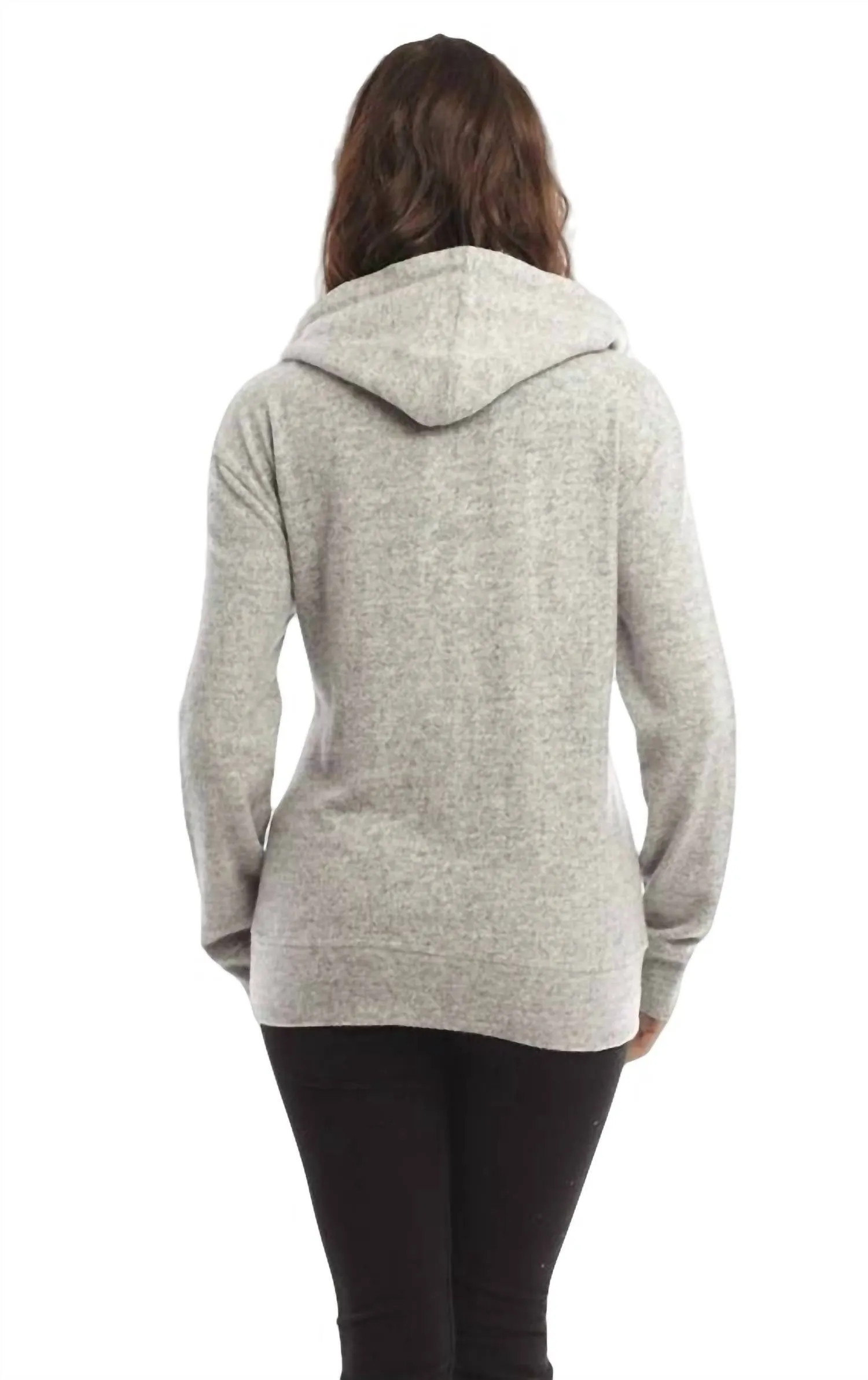 Kourtney Kashmira Zip-Up Hooded Sweatshirt In Gray