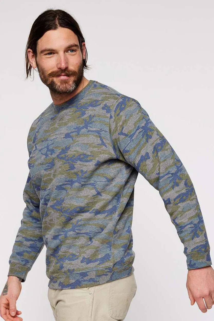 LAT Mens Elevated Fleece Crewneck Sweatshirt - Vintage Camo