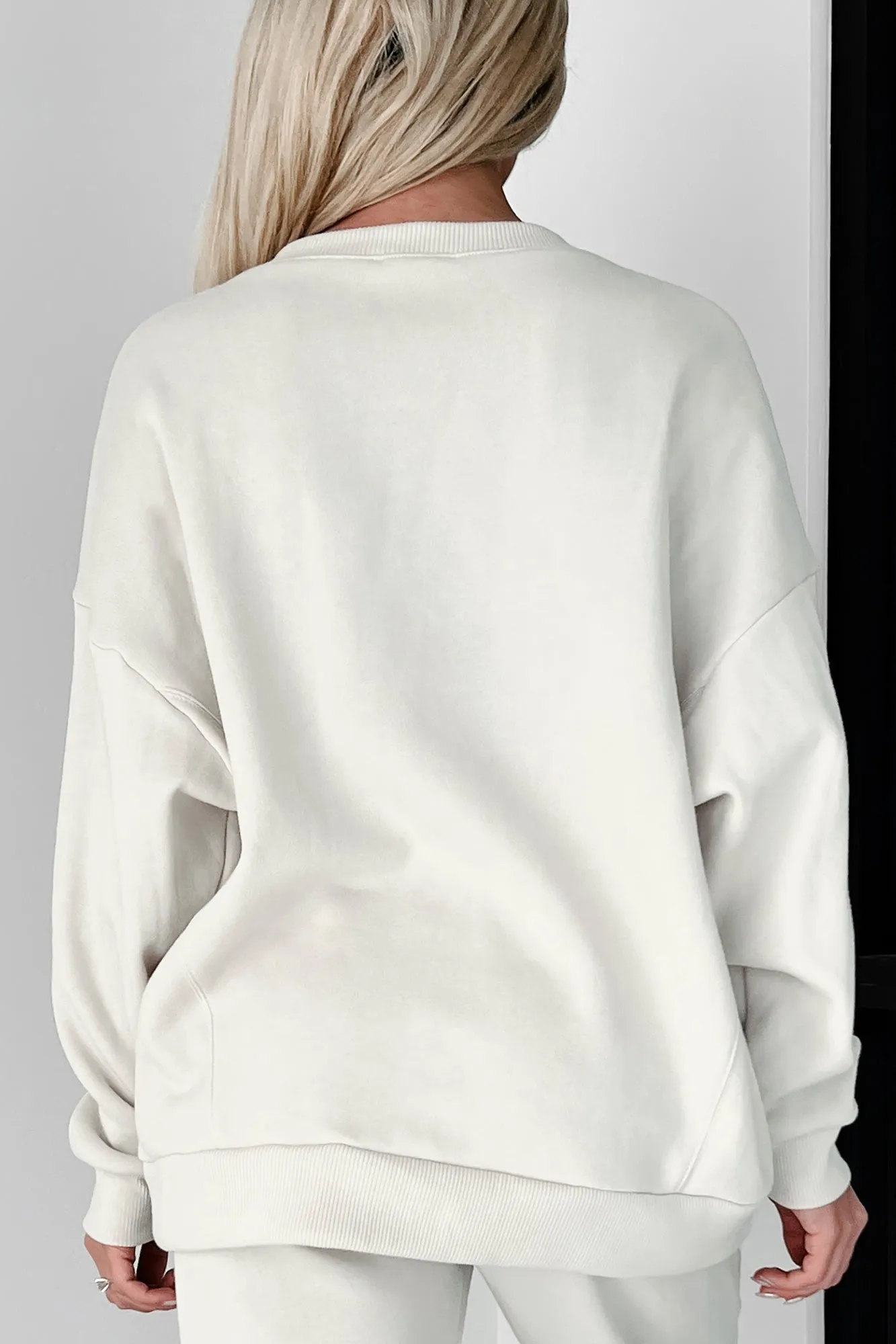 Lazy Weekend Oversized Fleece Sweatshirt (Sand)