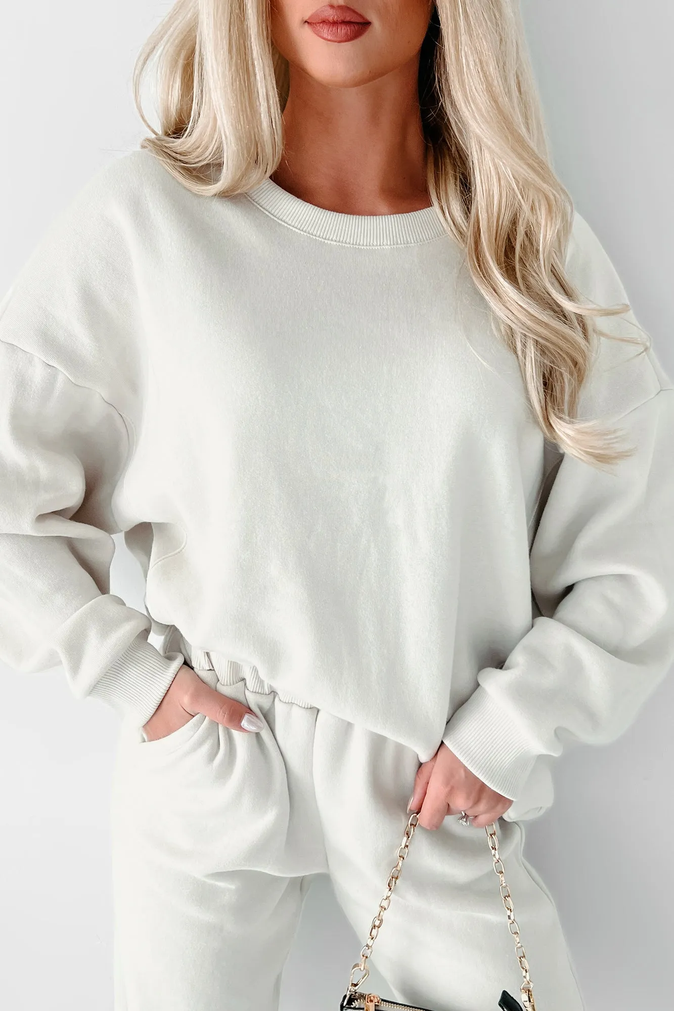 Lazy Weekend Oversized Fleece Sweatshirt (Sand)