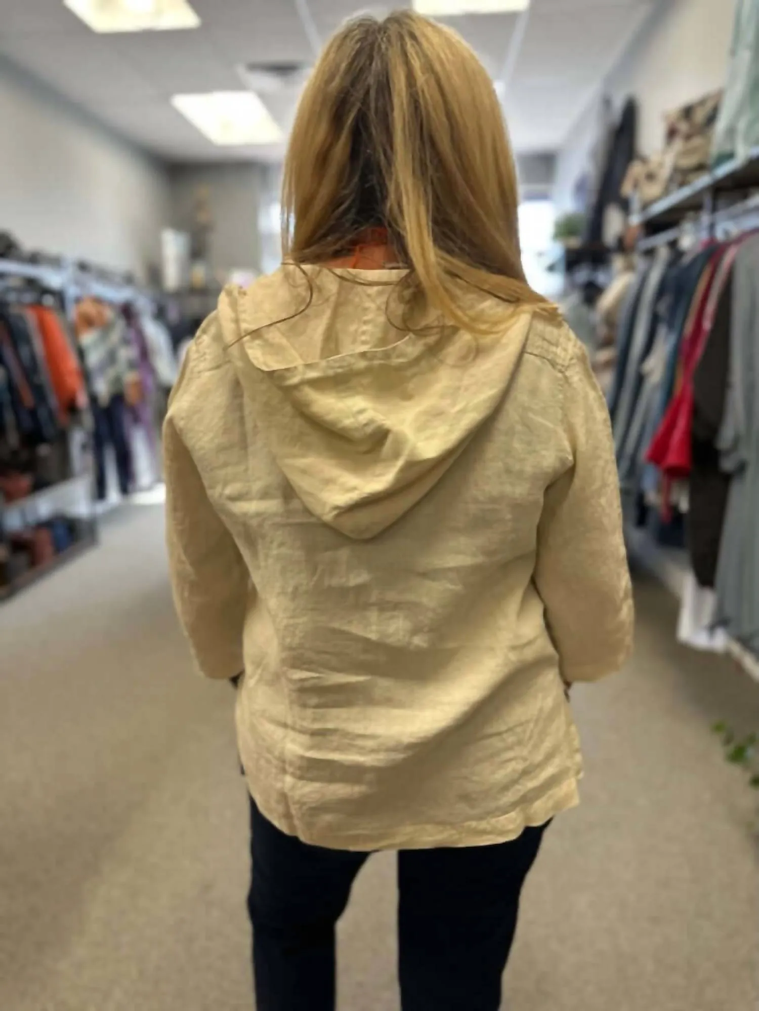 Linen Hoodie In Stone