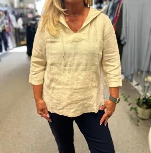 Linen Hoodie In Stone