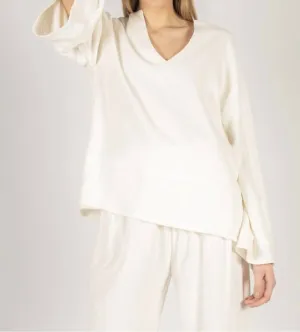 Linen Sweater Top In Ivory