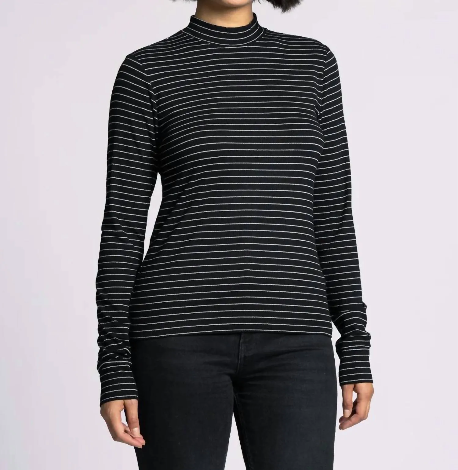 Liz Top In Black Metallic/silver