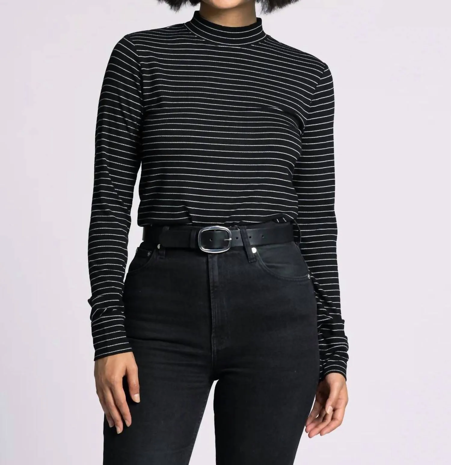 Liz Top In Black Metallic/silver