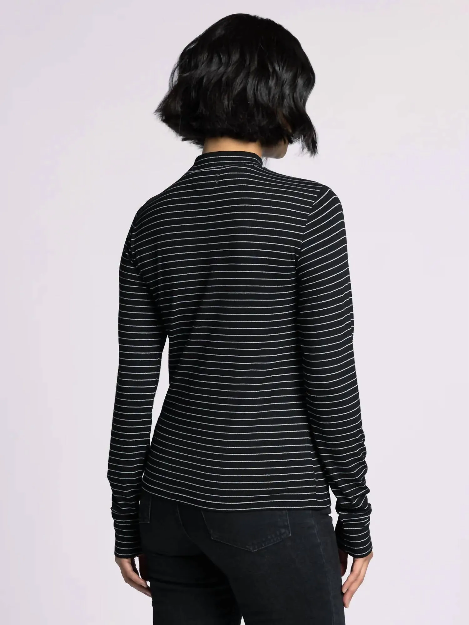 Liz Top In Black Metallic/silver