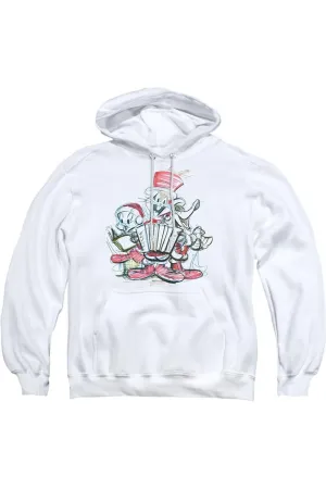 Looney Tunes Holiday Sketch Adult Pull Over Hoodie / Hooded Sweatshirt