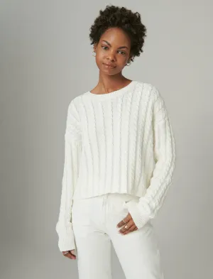 Lucky Brand Cable Crew Sweater Cream Lucky Brand